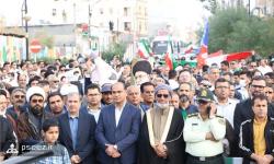 حضور کارکنان سازمان منطقه ویژه پارس در راهپیمایی علیه اغتشاشگران